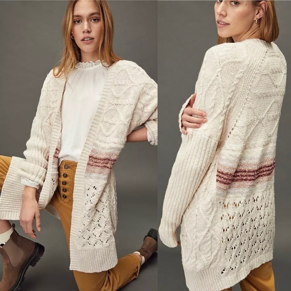 Anthropologie Pilcro Jemma Cable-Knit Cardigan size M/L